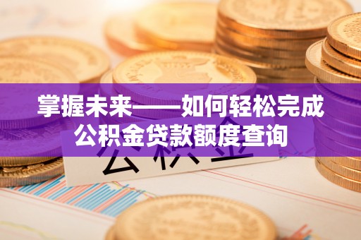 湾里掌握未来——如何轻松完成公积金贷款额度查询